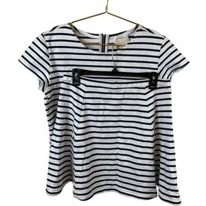 Sail to Sable White Navy Blue Two Piece Skirt Set 100% Cotton Size M‎